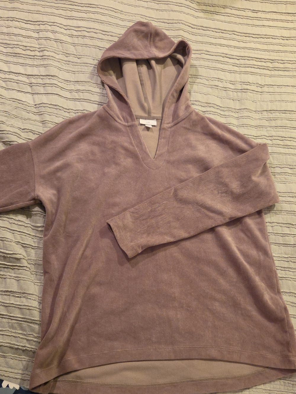 J. Jill Tan Corduroy Ribbed Hoodie Top